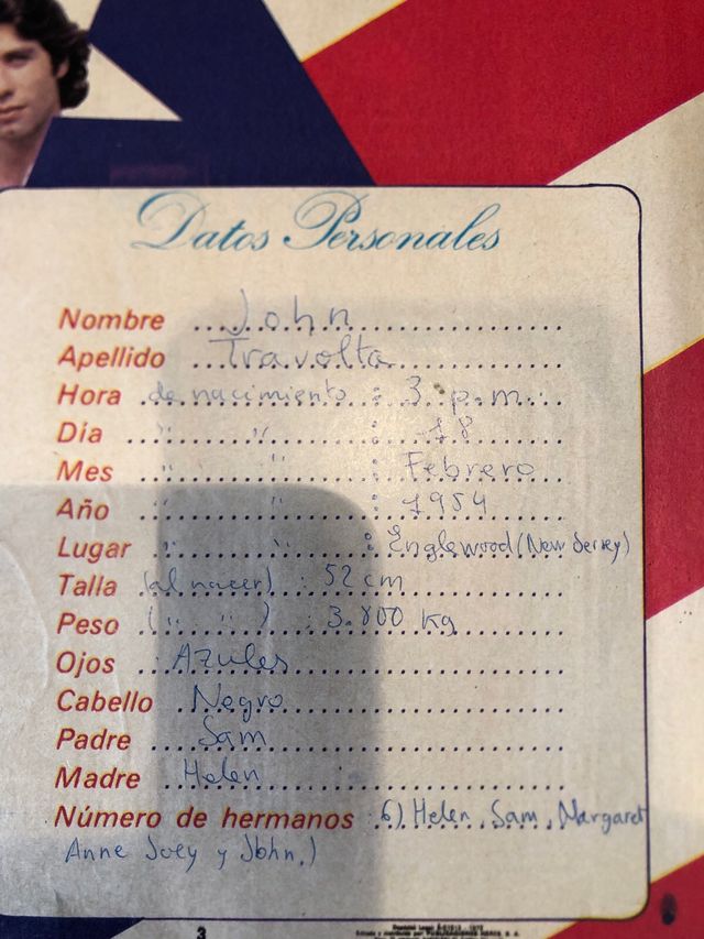 Álbum cromos John Travolta. 