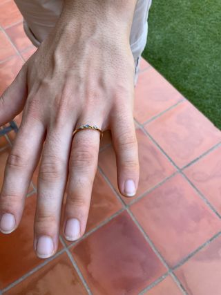 anillo baño de oro y circonitas