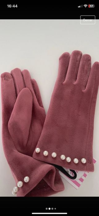 Guantes terciopelo con perlas