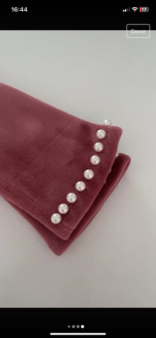 Guantes terciopelo con perlas