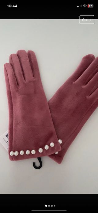 Guantes terciopelo con perlas