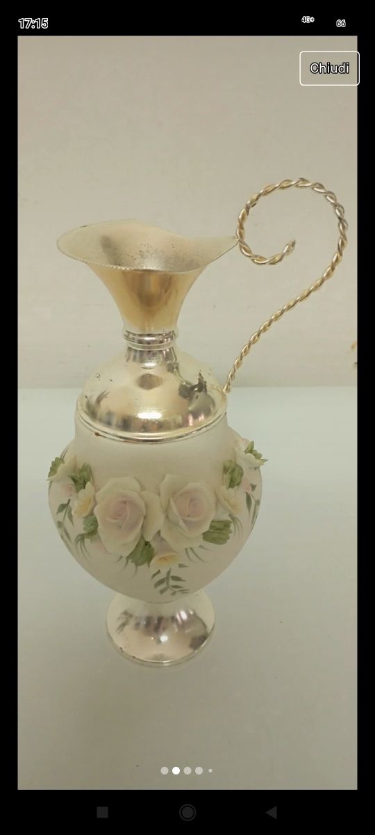 Vaso portafiori Capodimonte e silver