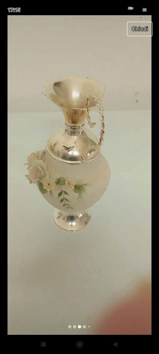 Vaso portafiori Capodimonte e silver