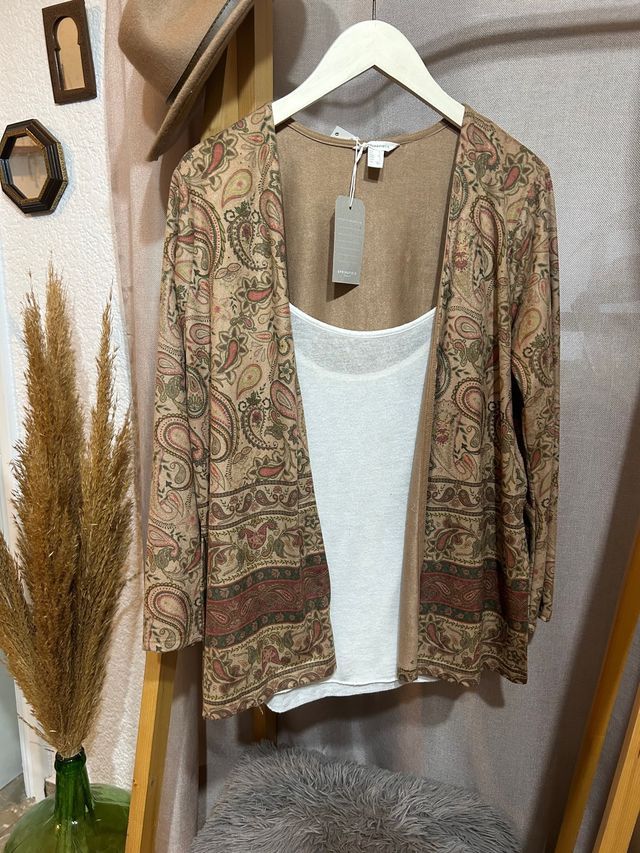 Casaco fino efeito camurça castanha Springfield