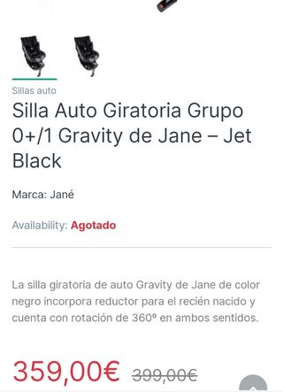 Silleta de coche Jané Gravity 360°