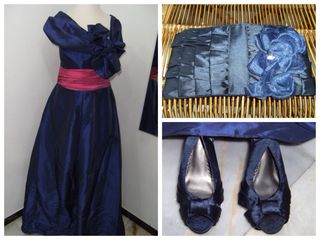 Vestido de fiesta, bolso y zapatos