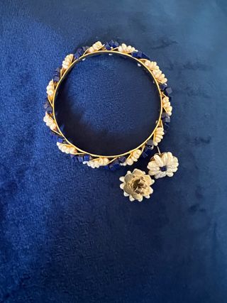 pulserapendientes perla de rio y piedra natural