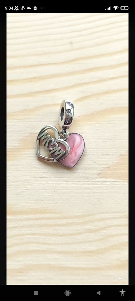 Charm Corazón MOM plata nuevo