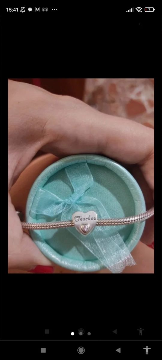 Charm Corazón Teacher plata nuevo