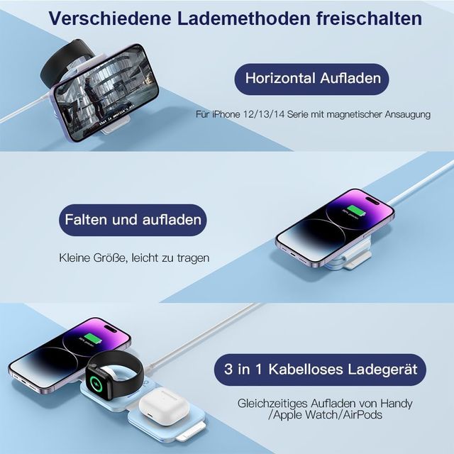 Cargador Inalambrico Plegable 3 en 1