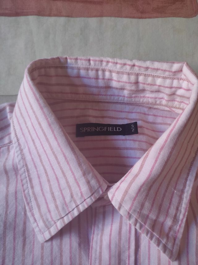 Camisa manga larga rosa rayas hombre S Springfield