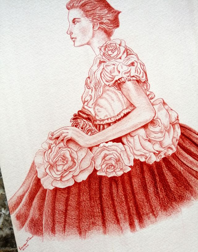 Quadro - La Donna delle Rose, Realizzato a mano