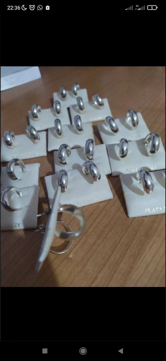 10 pares aros bañados en plata