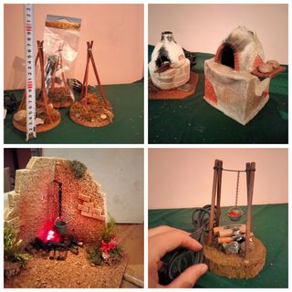 Caldera caldero hoguera fuego horno belén navidad