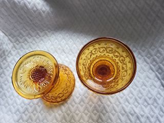 Copas vidrio vintage ambar