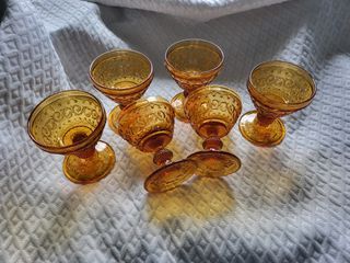 Copas vidrio vintage ambar