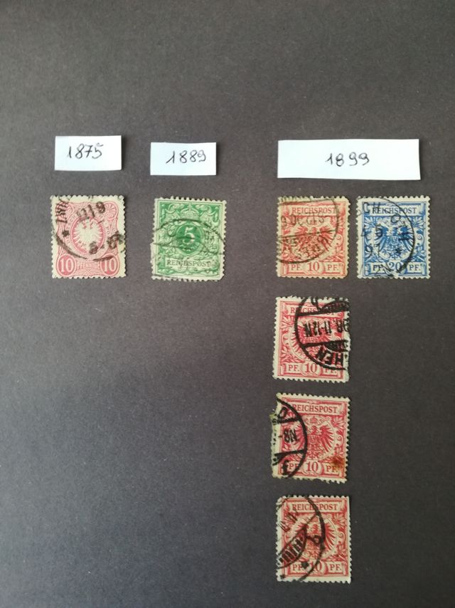 Lotto  7 francobolli Germania anni 1875 e 1889
