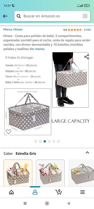 Cesta para pañales, organizador bebe