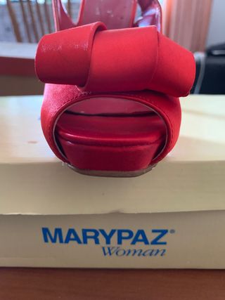 sandalia plataforma raso rojo