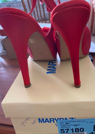 sandalia plataforma raso rojo