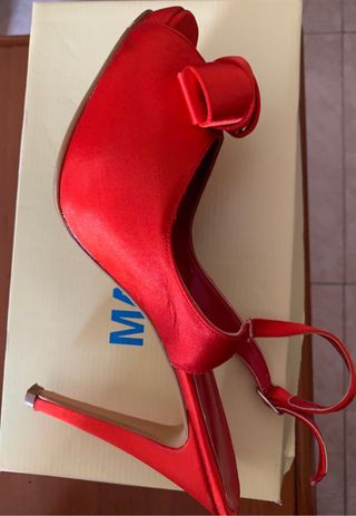 sandalia plataforma raso rojo