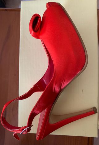 sandalia plataforma raso rojo