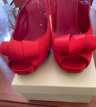 sandalia plataforma raso rojo