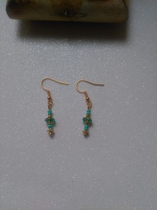Pendientes turquesa y oro. India. Nuevos