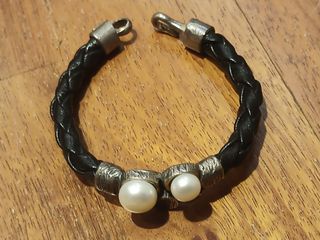 pulsera cuero y plata