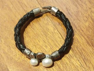 pulsera cuero y plata