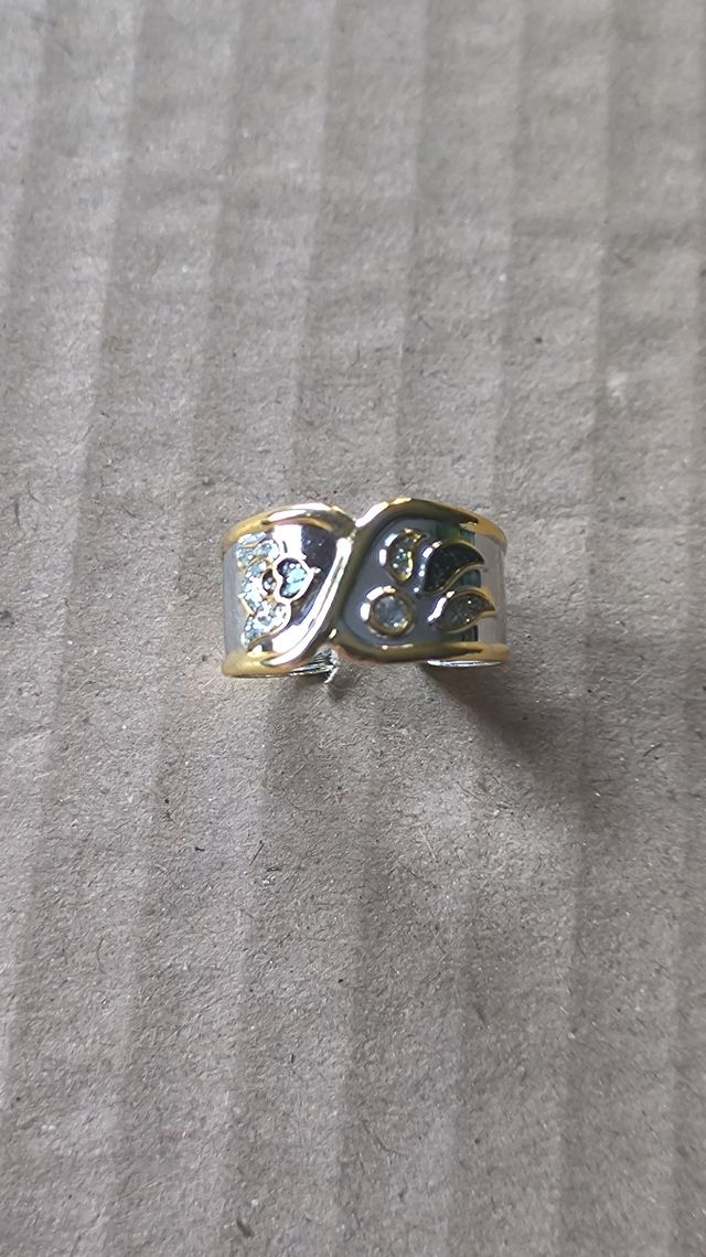 Sortija plata baño de oro, rodio y esmalte