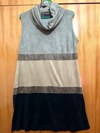 vestido antelina tricolor