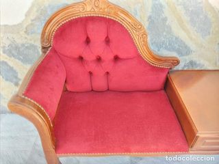 Antiguo sofá con mesa para teléfono ,Isabelino