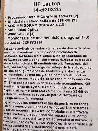 Laptop Portatil HP i5 1035g1 256SSD 4Ram