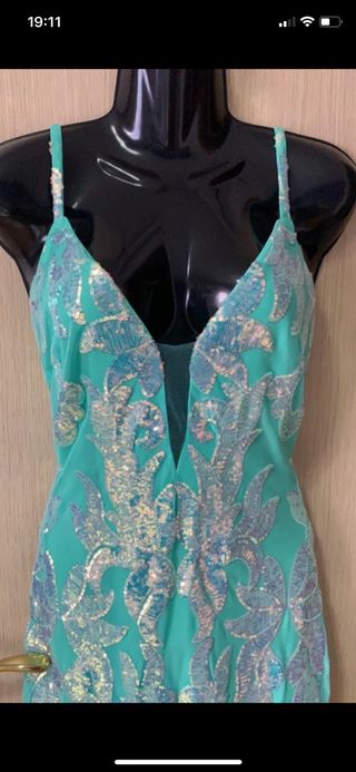 abito nuovo verde menta paillettes Omai