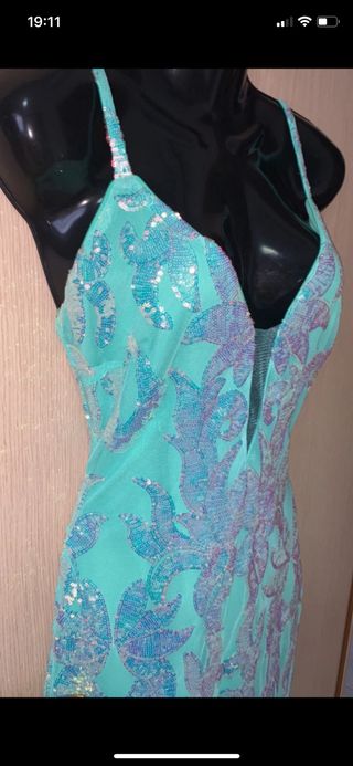 abito nuovo verde menta paillettes Omai