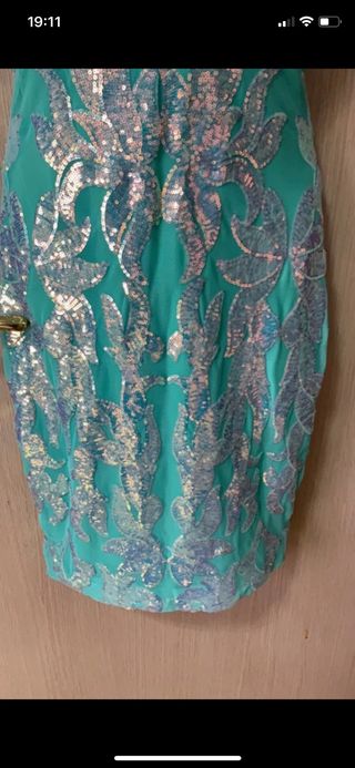 abito nuovo verde menta paillettes Omai