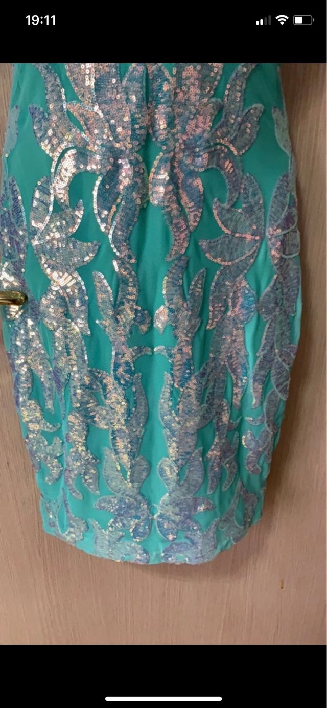 abito nuovo verde menta paillettes Omai