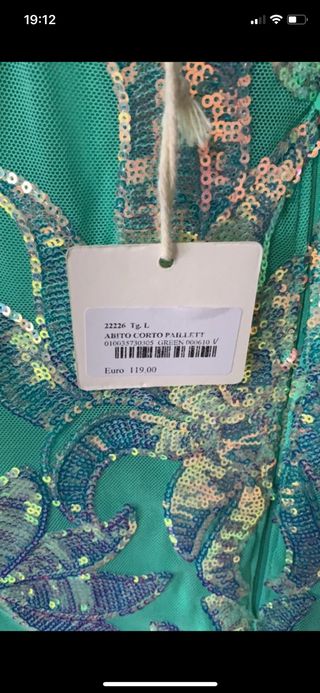 abito nuovo verde menta paillettes Omai