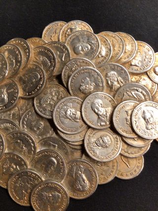 Pieza antigua fusión monedas inventores.