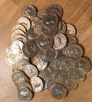 Pieza antigua fusión monedas inventores.