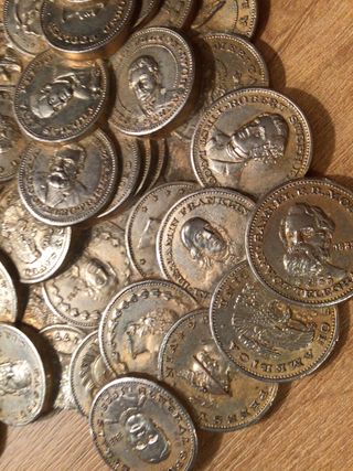 Pieza antigua fusión monedas inventores.