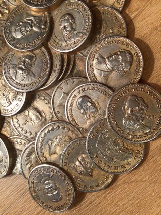 Pieza antigua fusión monedas inventores.