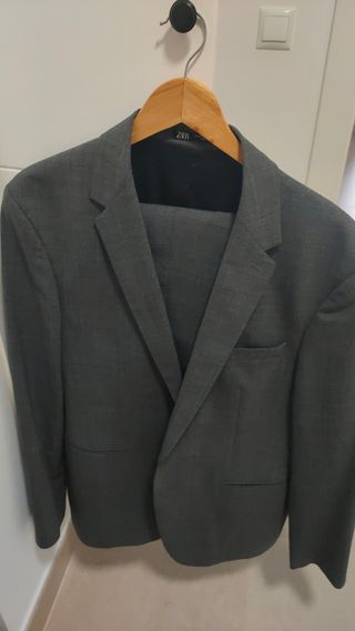 Traje Zara Gris Marengo T.54, pantalón 46