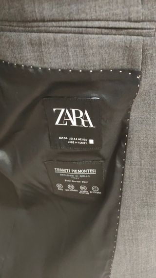 Traje Zara Gris Marengo T.54, pantalón 46