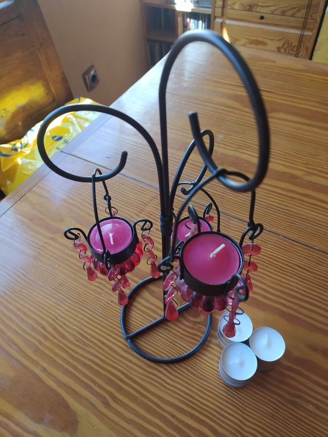 Soporte tres velas decorativas 