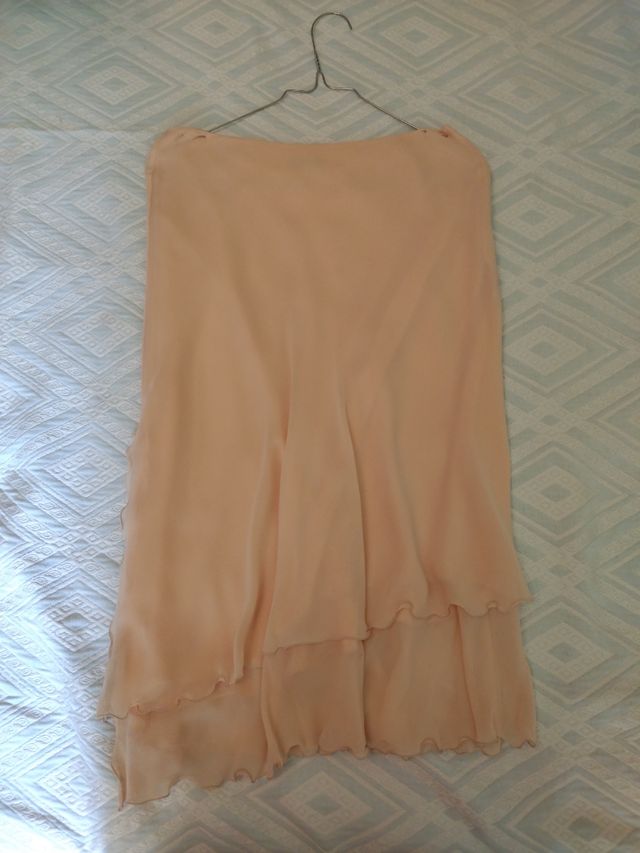 Gonna in seta rosa pallido Tombolini