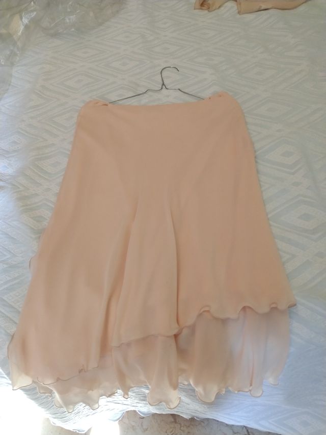 Gonna in seta rosa pallido Tombolini