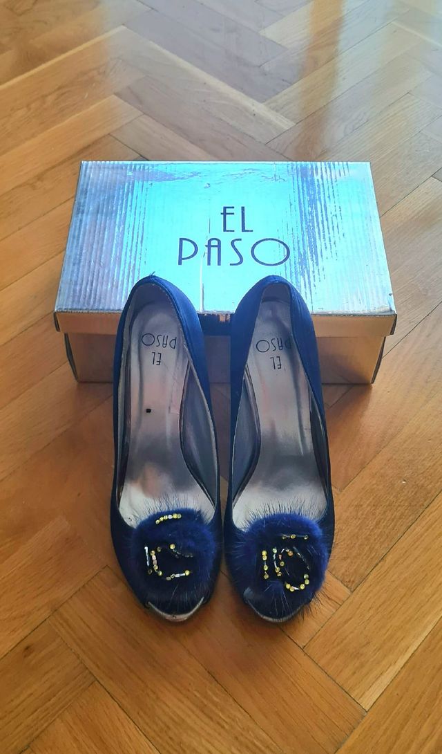 Zapatos Salón. Vestir. Tacón Alto. Azules. Nuevos.