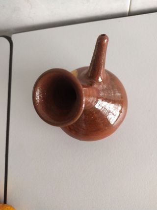 Porrón y jarrita de barro artesano